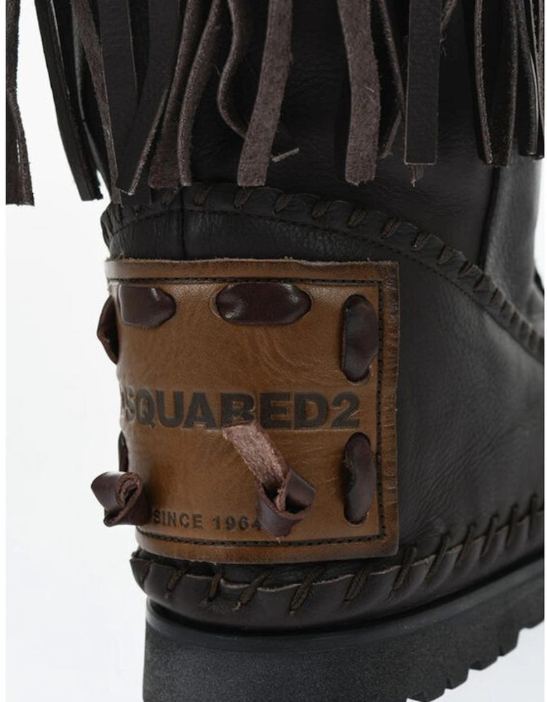 Pull-On Round Toe Rubber Sole Shoes Women - Brown Boots