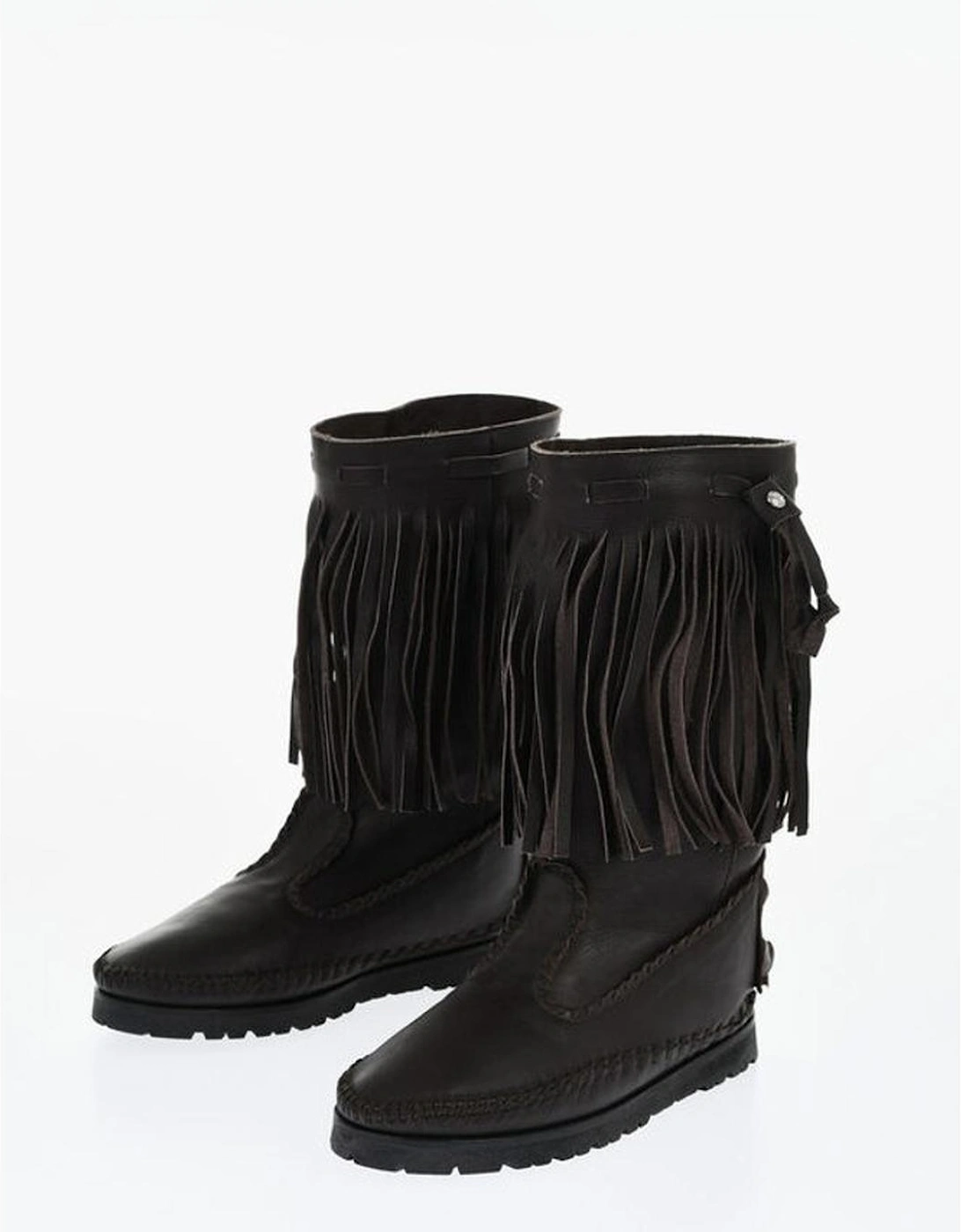 Pull-On Round Toe Rubber Sole Shoes Women - Brown Boots, 6 of 5