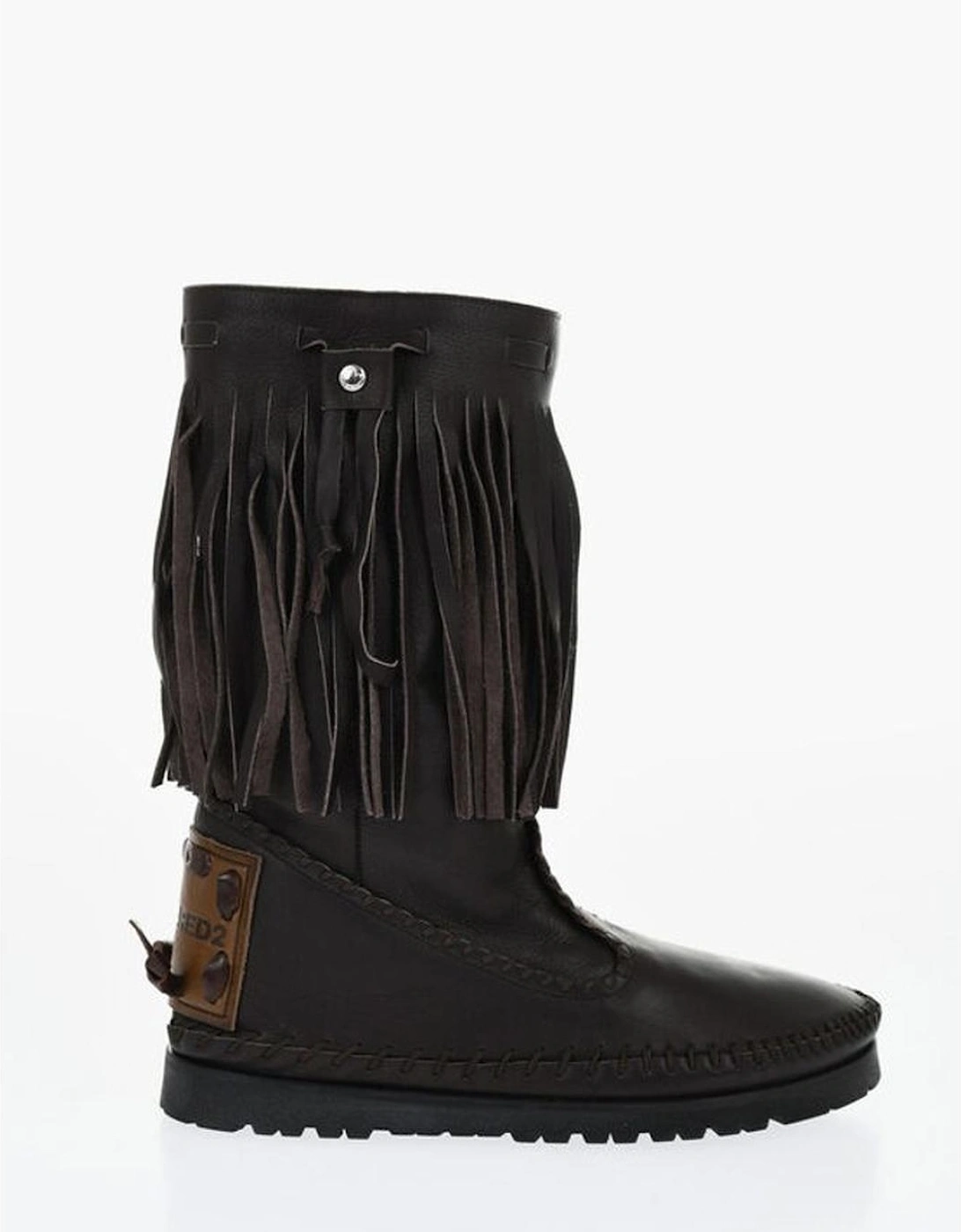 Pull-On Round Toe Rubber Sole Shoes Women - Brown Boots