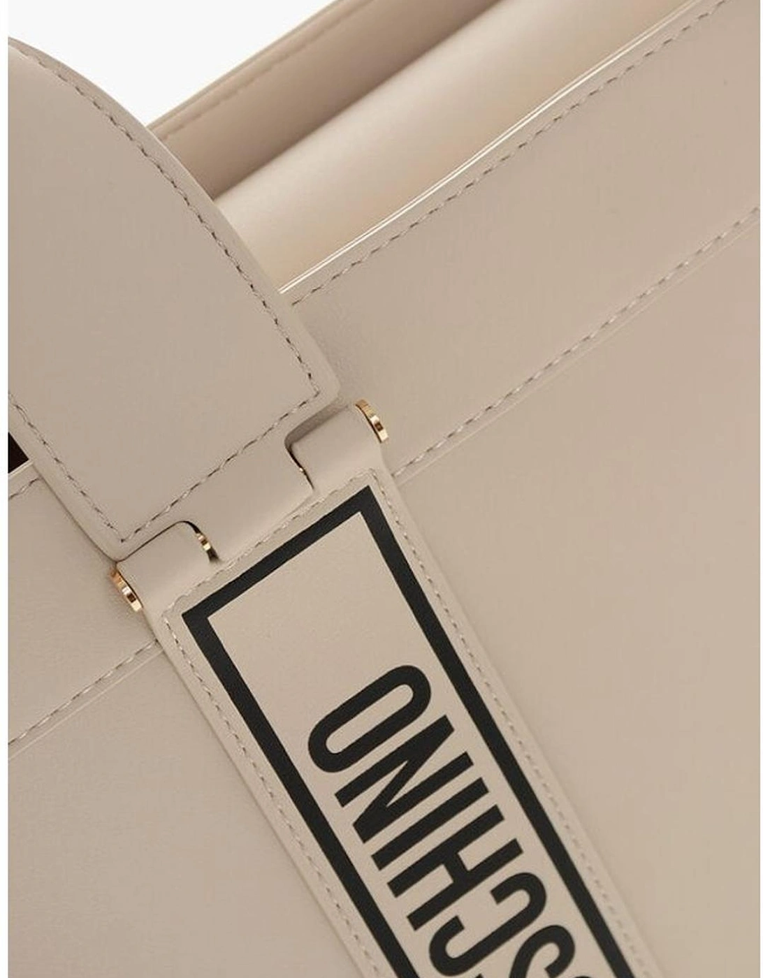 Embroidery Logo Handbag with Double Handle Women - Beige Tote Bags