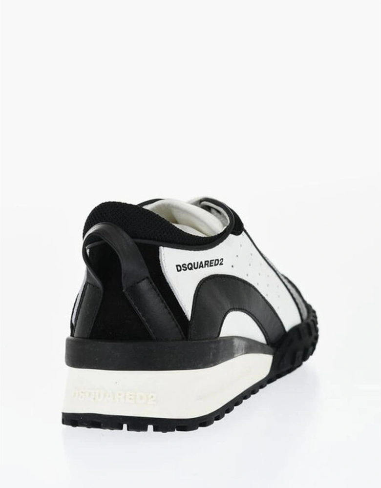 Leather Suede Lace-Up Sneakers Women - Black And White
