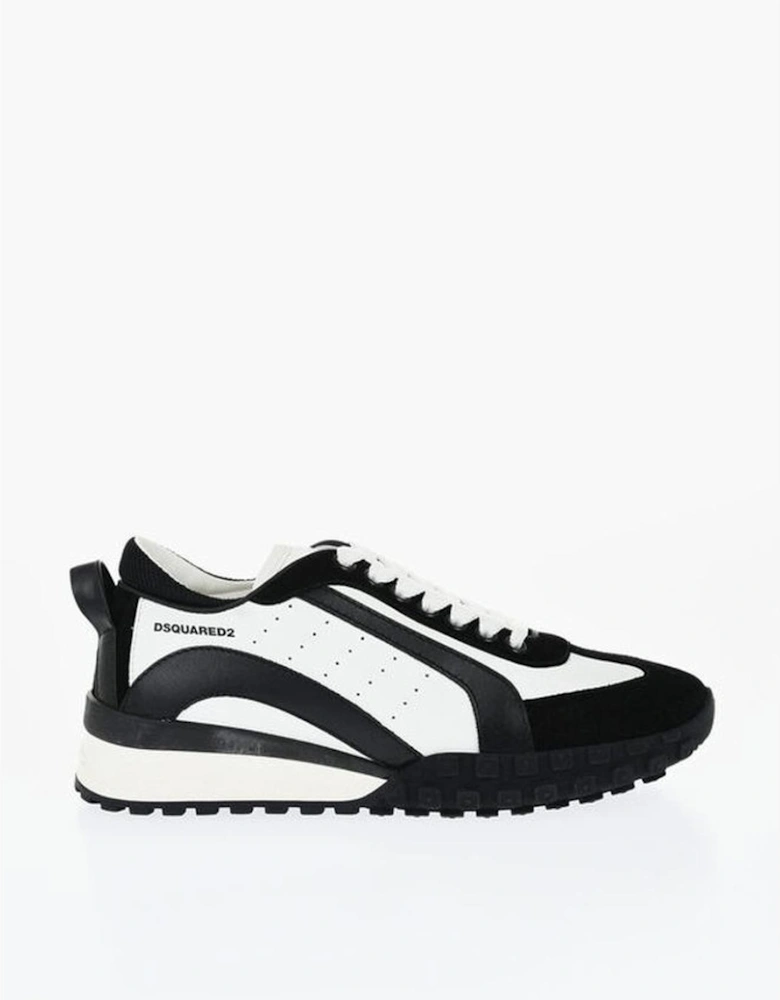 Leather Suede Lace-Up Sneakers Women - Black And White