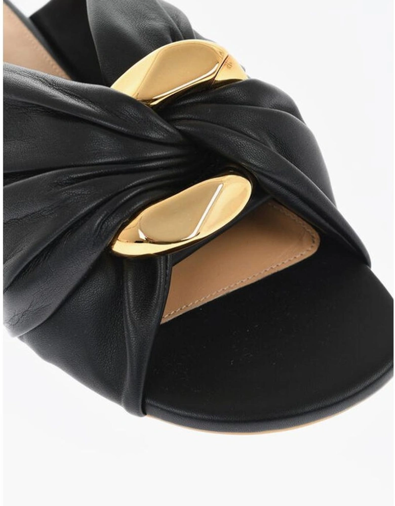 Leather Slip-On Shoes with Rubber Sole Women - Black Sandals