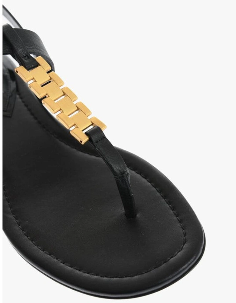 Leather Sole Sandals with Buckles Women - Black