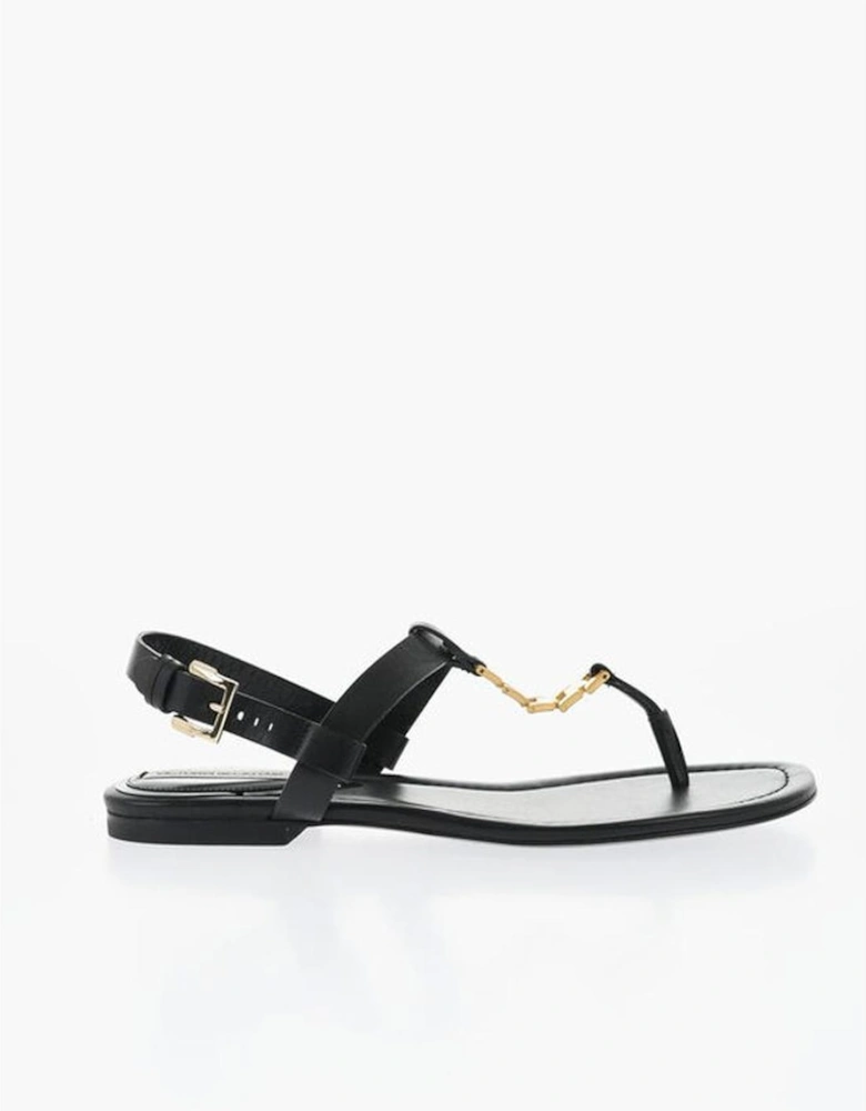 Leather Sole Sandals with Buckles Women - Black