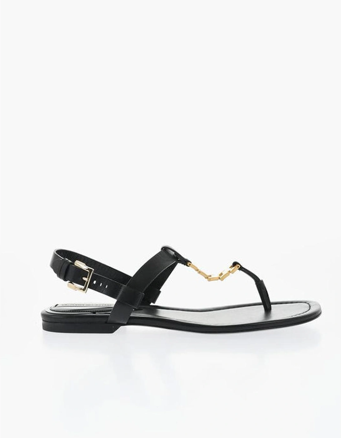 Leather Sole Sandals with Buckles Women - Black