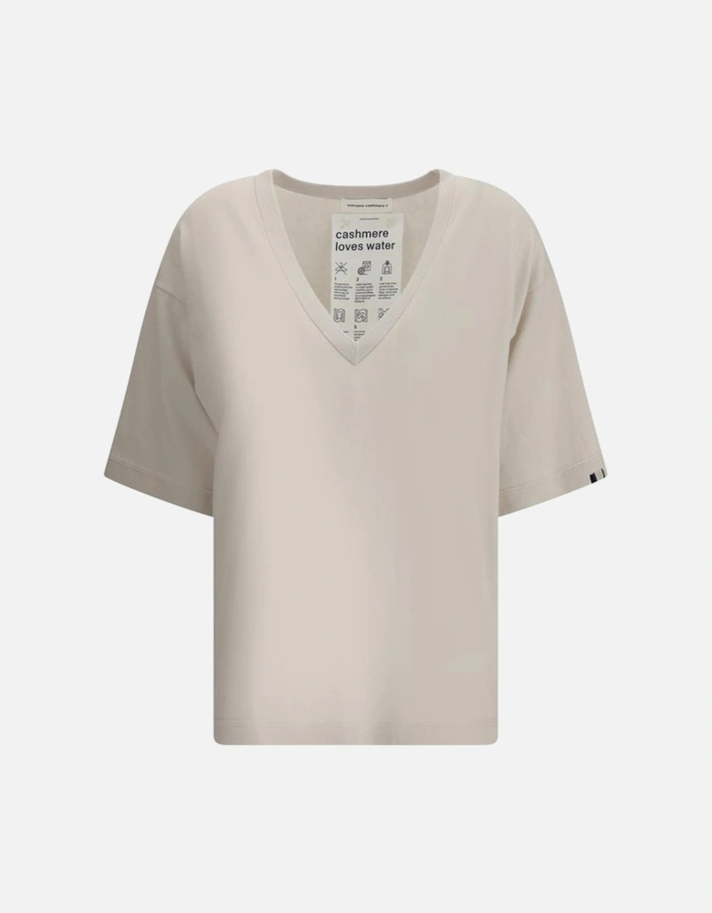 Cashmere and Cotton Ribbed V-Neck Top Women - Cream T-Shirts