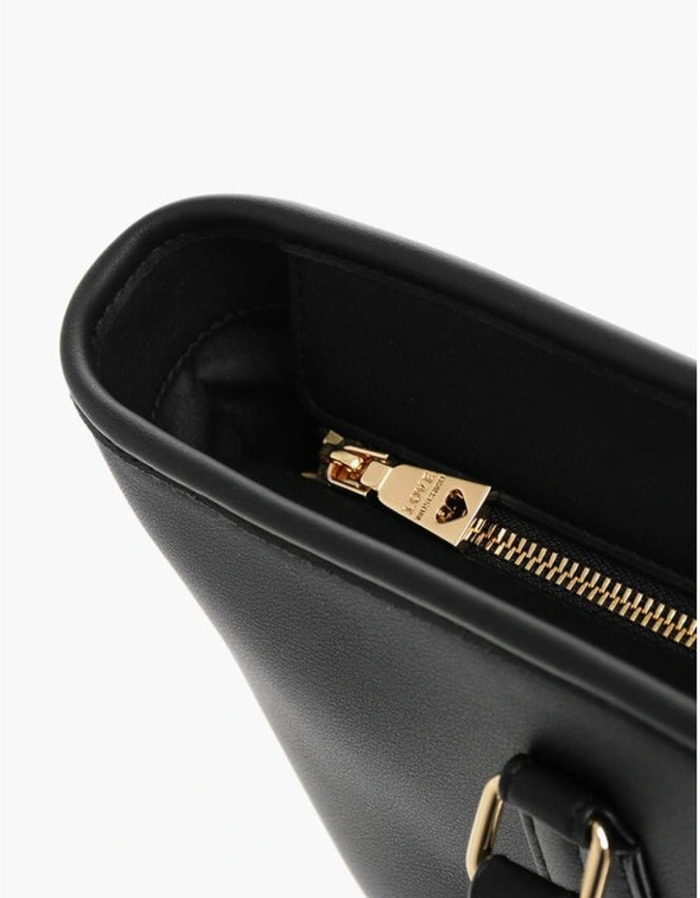 Solid Metal Logo Double Handle Bag Women - Black Tote Bags