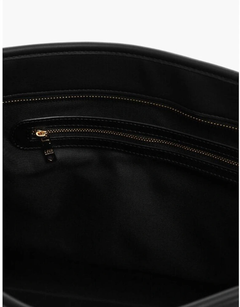 Solid Metal Logo Double Handle Bag Women - Black Tote Bags