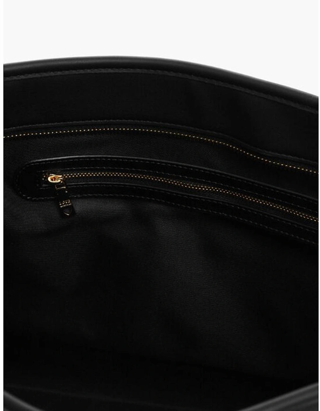 Solid Metal Logo Double Handle Bag Women - Black Tote Bags