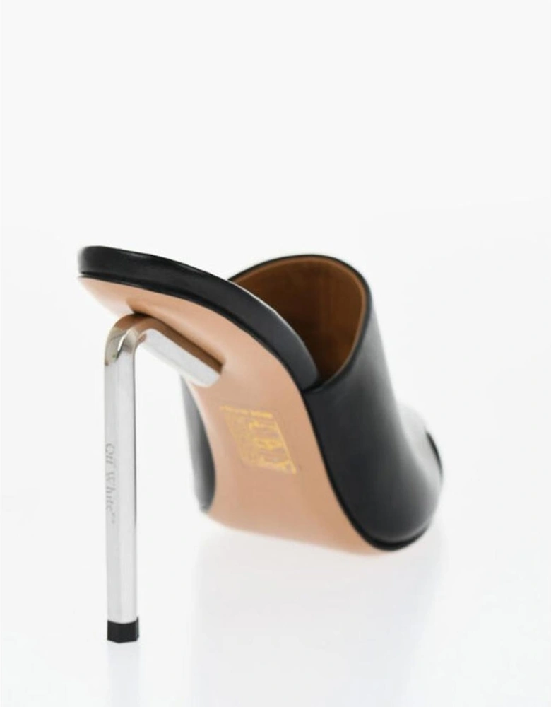 Leather Slip-On Shoes with Narrow Toeline Women - Black Sandals