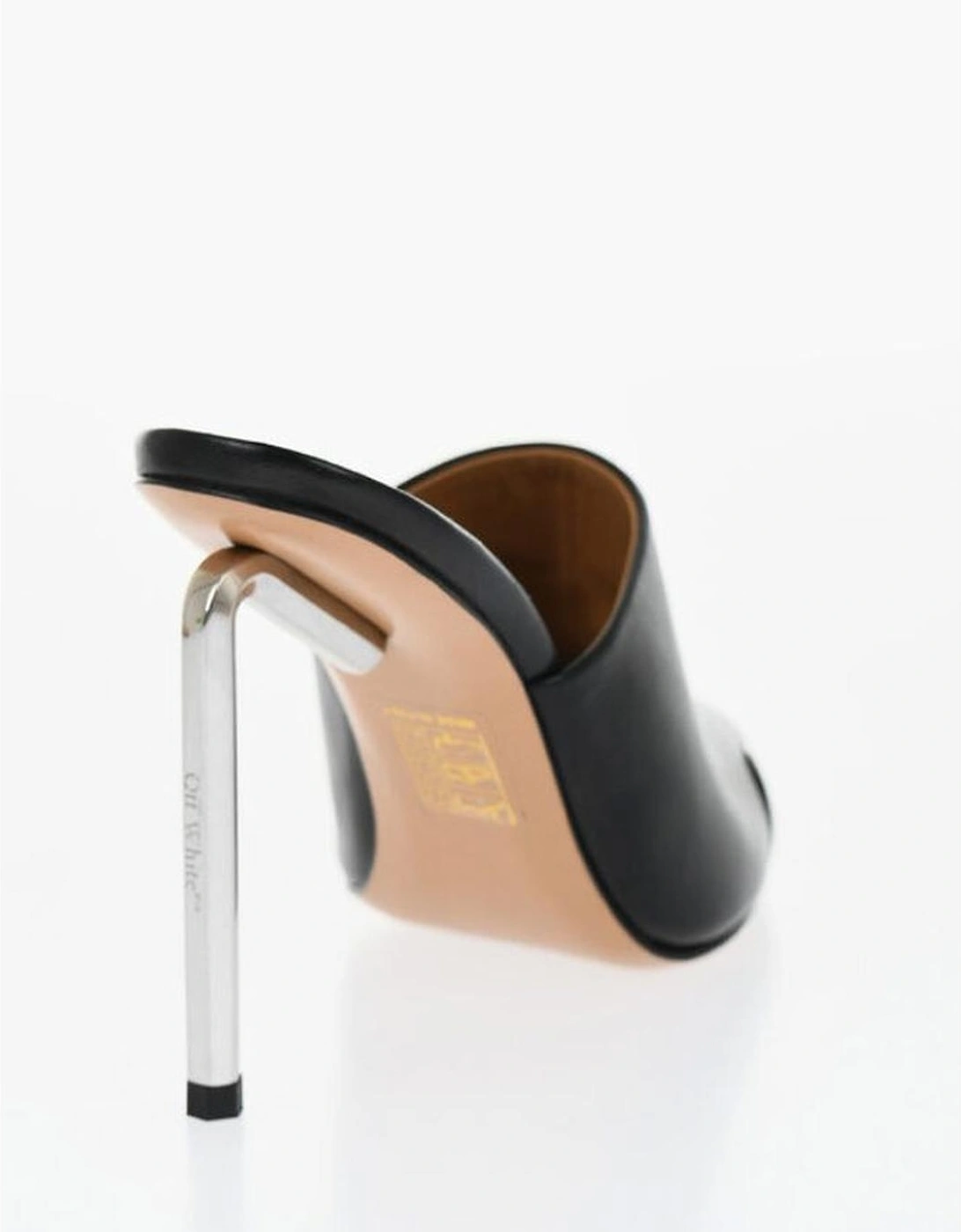 Leather Slip-On Shoes with Narrow Toeline Women - Black Sandals