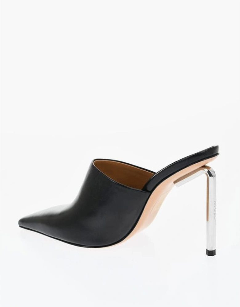 Leather Slip-On Shoes with Narrow Toeline Women - Black Sandals