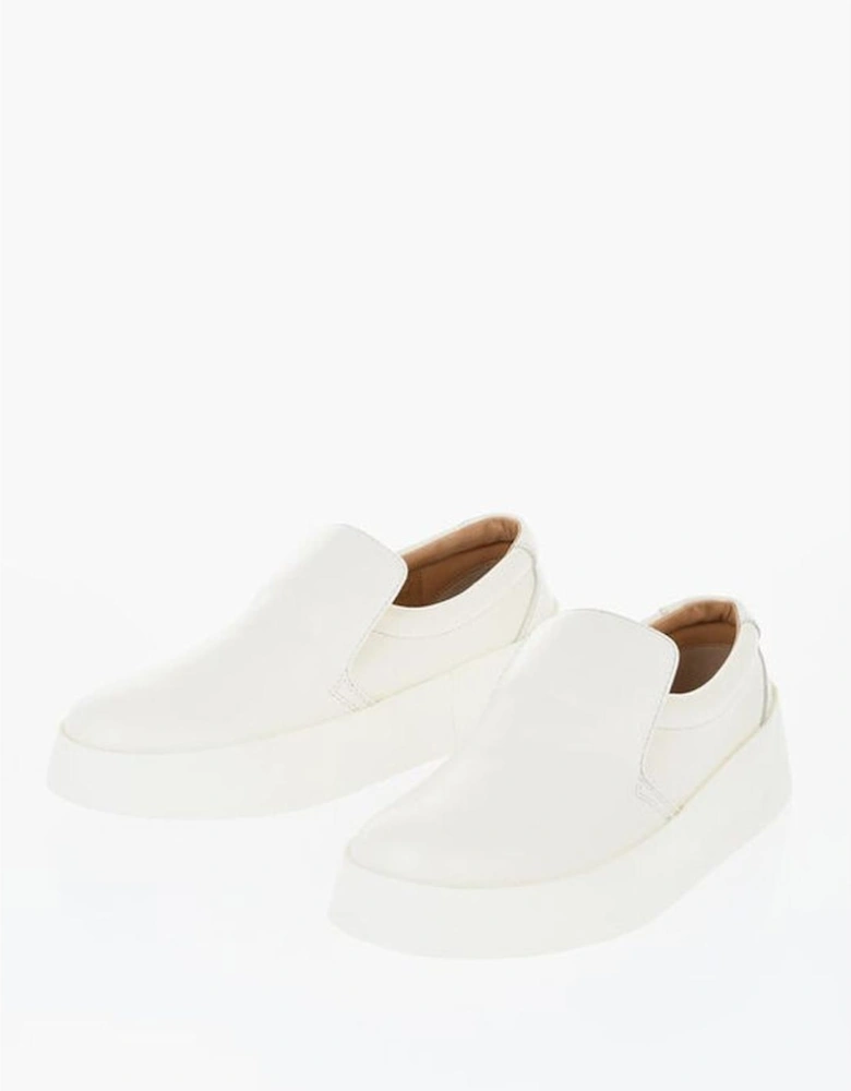 Leather Slip-On Shoes with Rubber Sole Women - White Sneakers