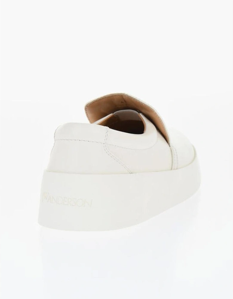 Leather Slip-On Shoes with Rubber Sole Women - White Sneakers