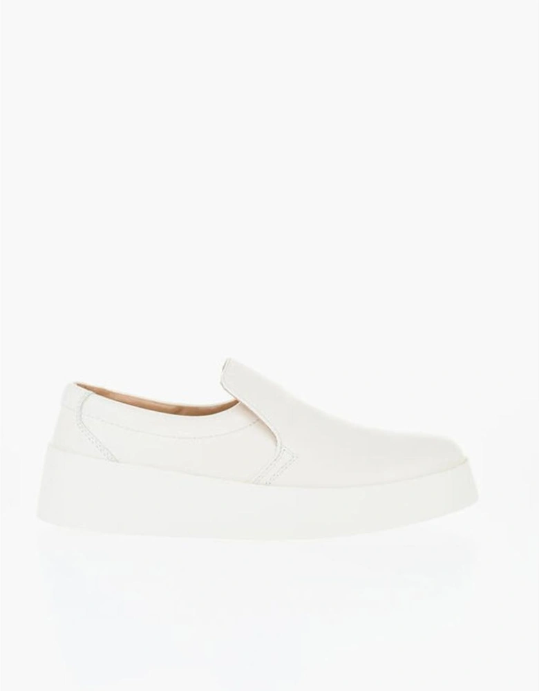 Leather Slip-On Shoes with Rubber Sole Women - White Sneakers
