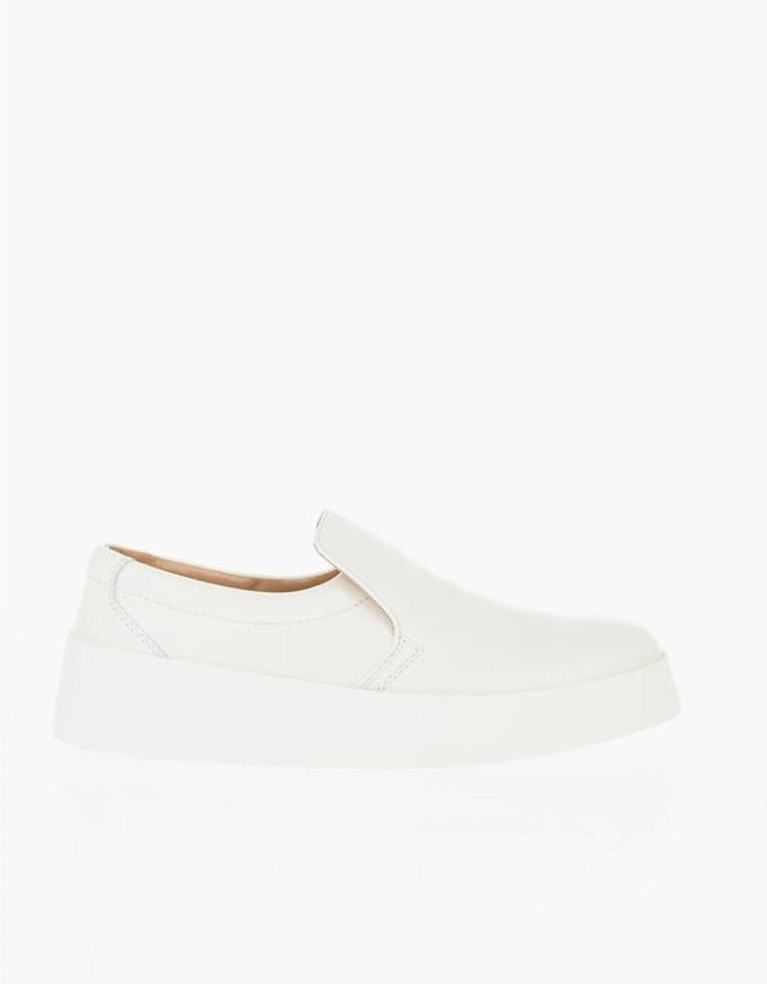 Leather Slip-On Shoes with Rubber Sole Women - White Sneakers