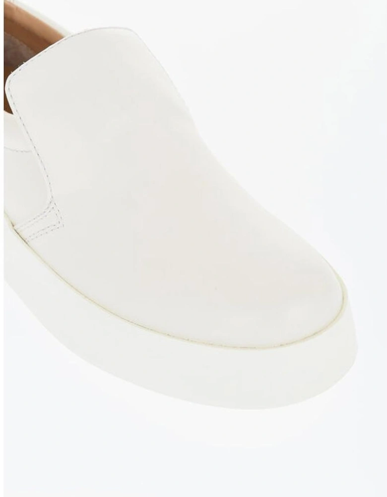 Leather Slip-On Shoes with Rubber Sole Women - White Sneakers