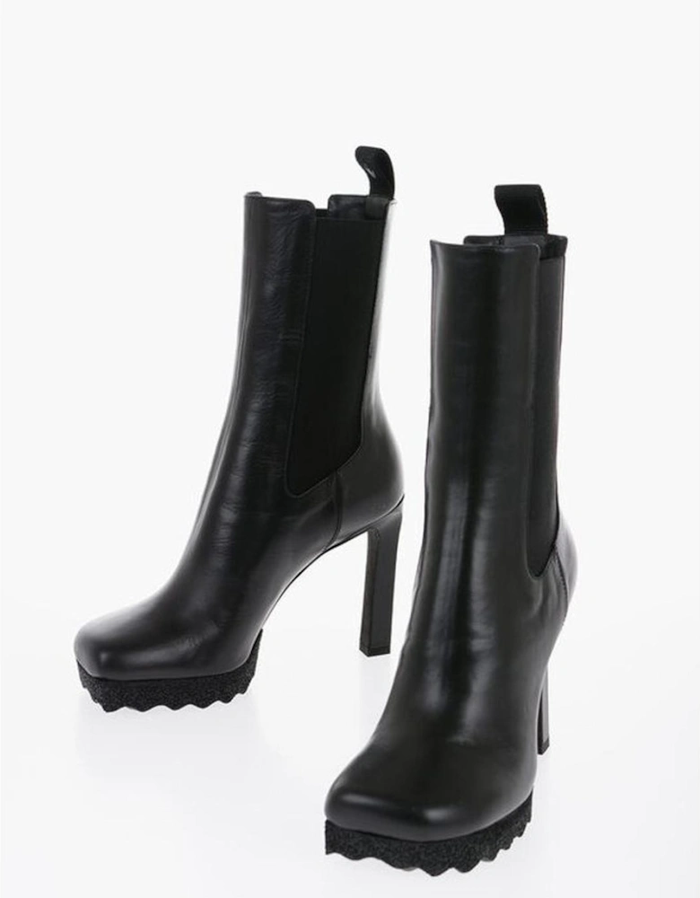 Leather Pull-On Boots with Elasticised Gores Women - Black