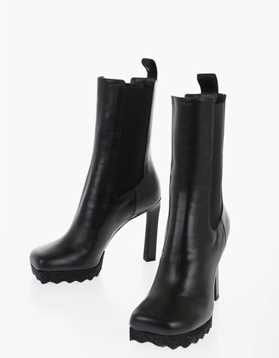 Leather Pull-On Boots with Elasticised Gores Women - Black, 5 of 4
