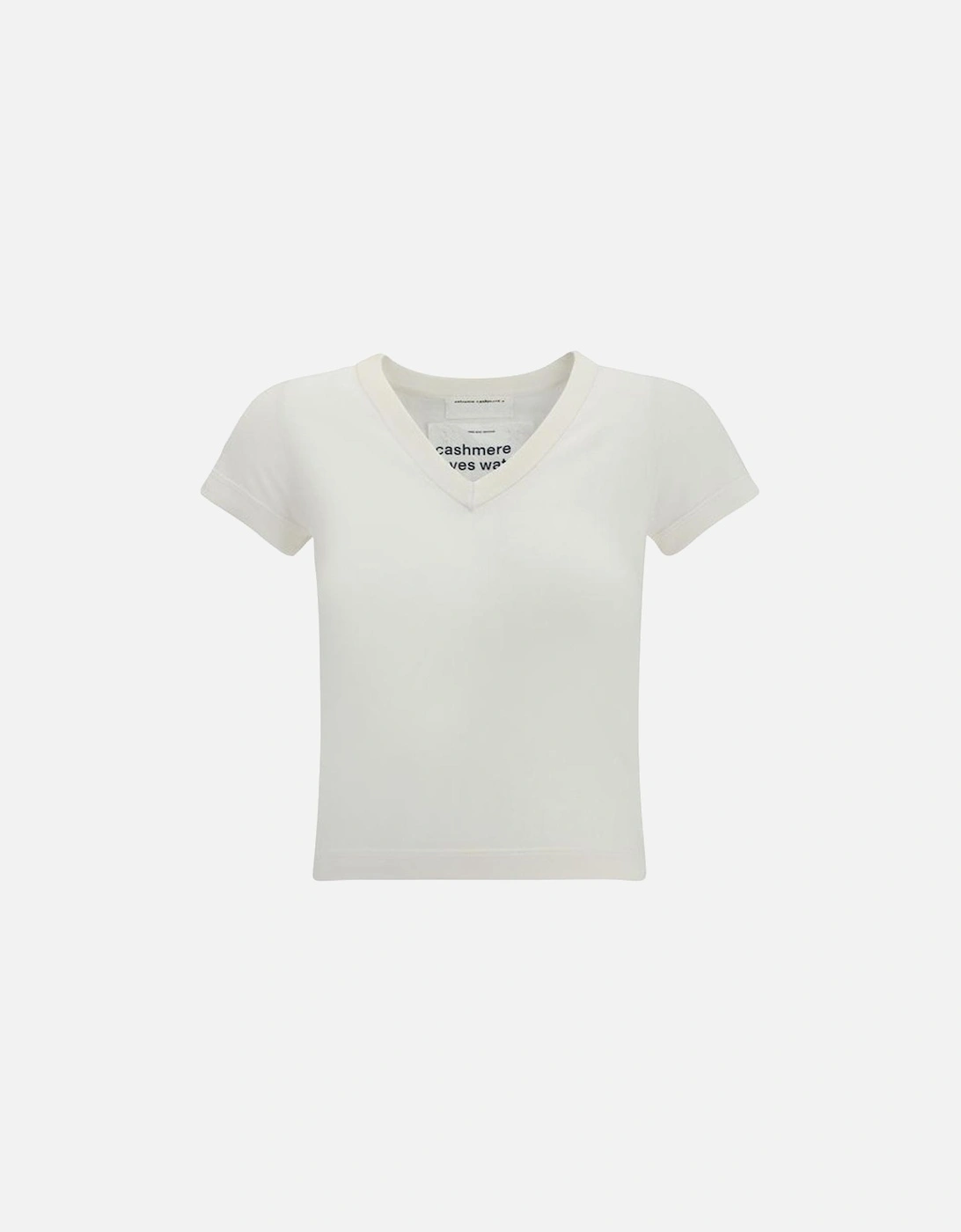 Knit Cashmere-Cotton Cropped T-Shirt Women - White, 4 of 3