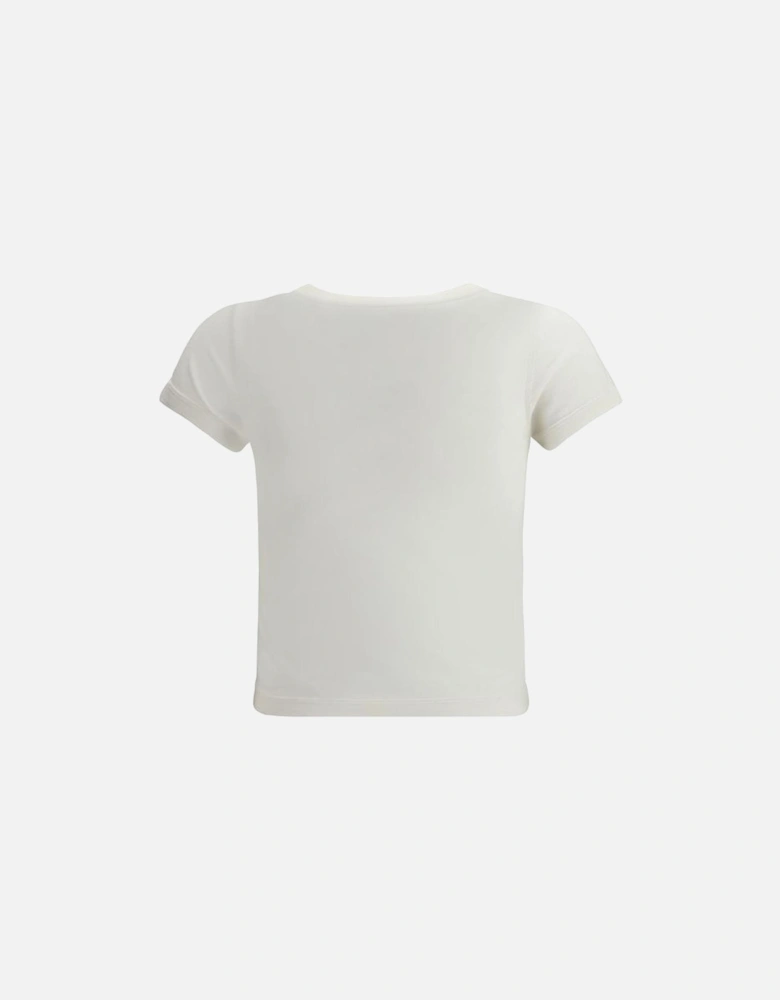 Knit Cashmere-Cotton Cropped T-Shirt Women - White