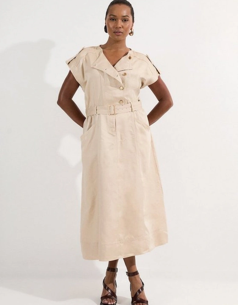 Plus Size Soft Twill Relaxed Midi Dress
