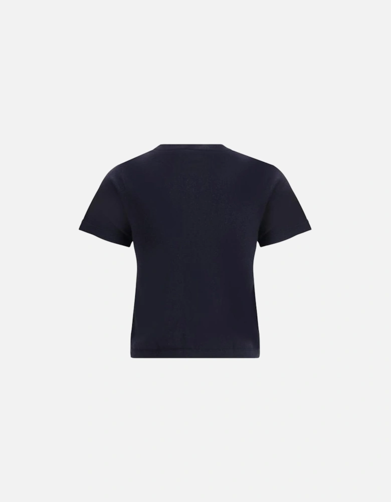 Cropped Cashmere-Cotton Knit T-Shirt Women - Blue