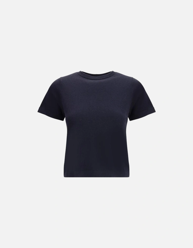 Cropped Cashmere-Cotton Knit T-Shirt Women - Blue