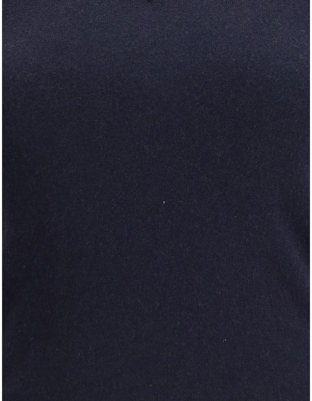 Cashmere Cotton Ribbed V-Neck Cropped Knit T-Shirt Women - Blue