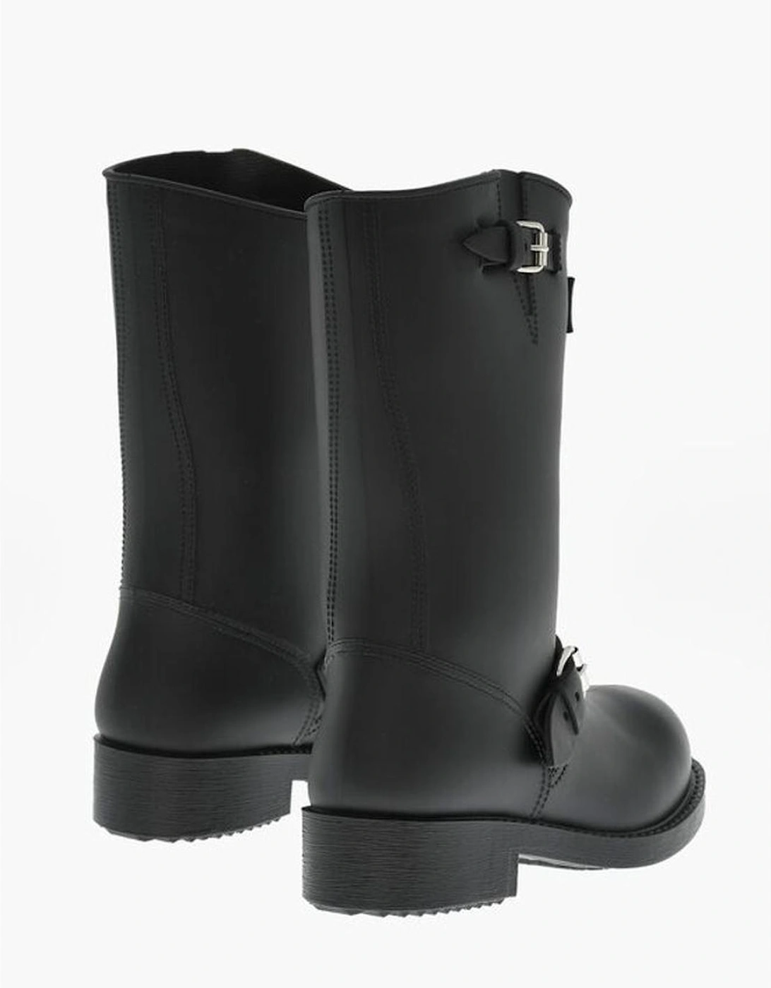 Rugged Sole Pull-On Boots with Buckles Women - Black