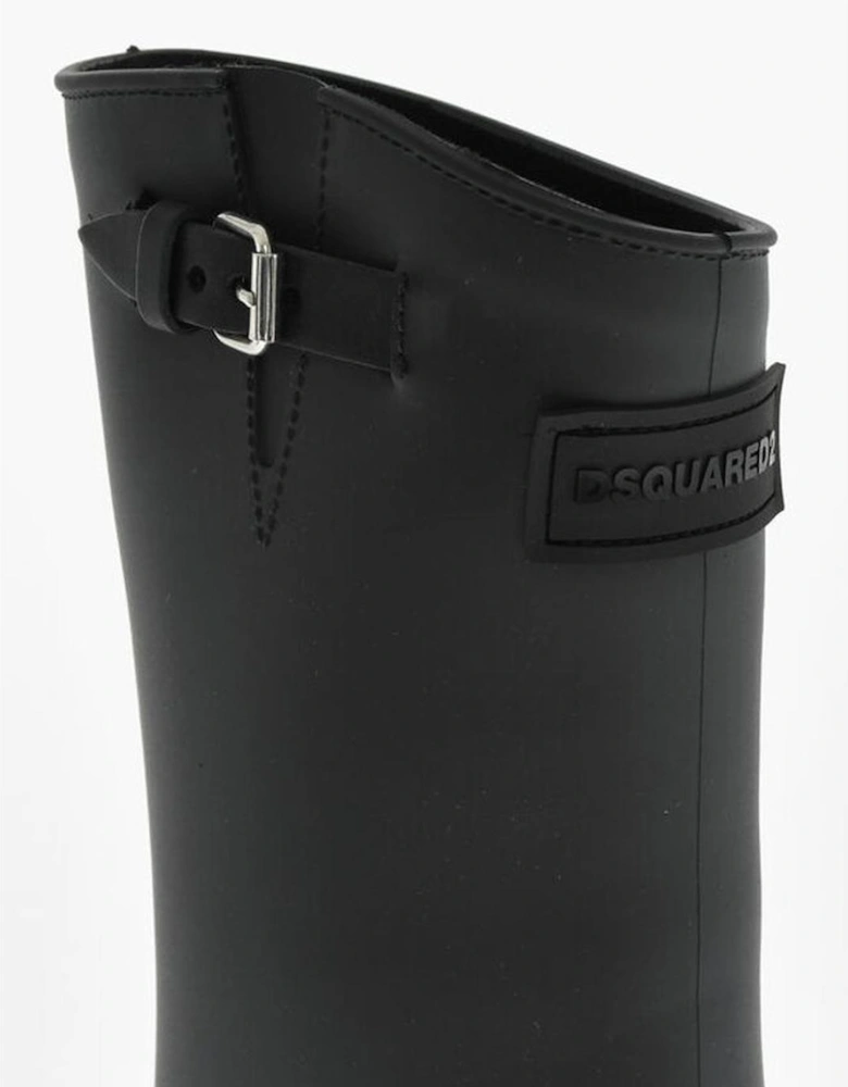 Rugged Sole Pull-On Boots with Buckles Women - Black