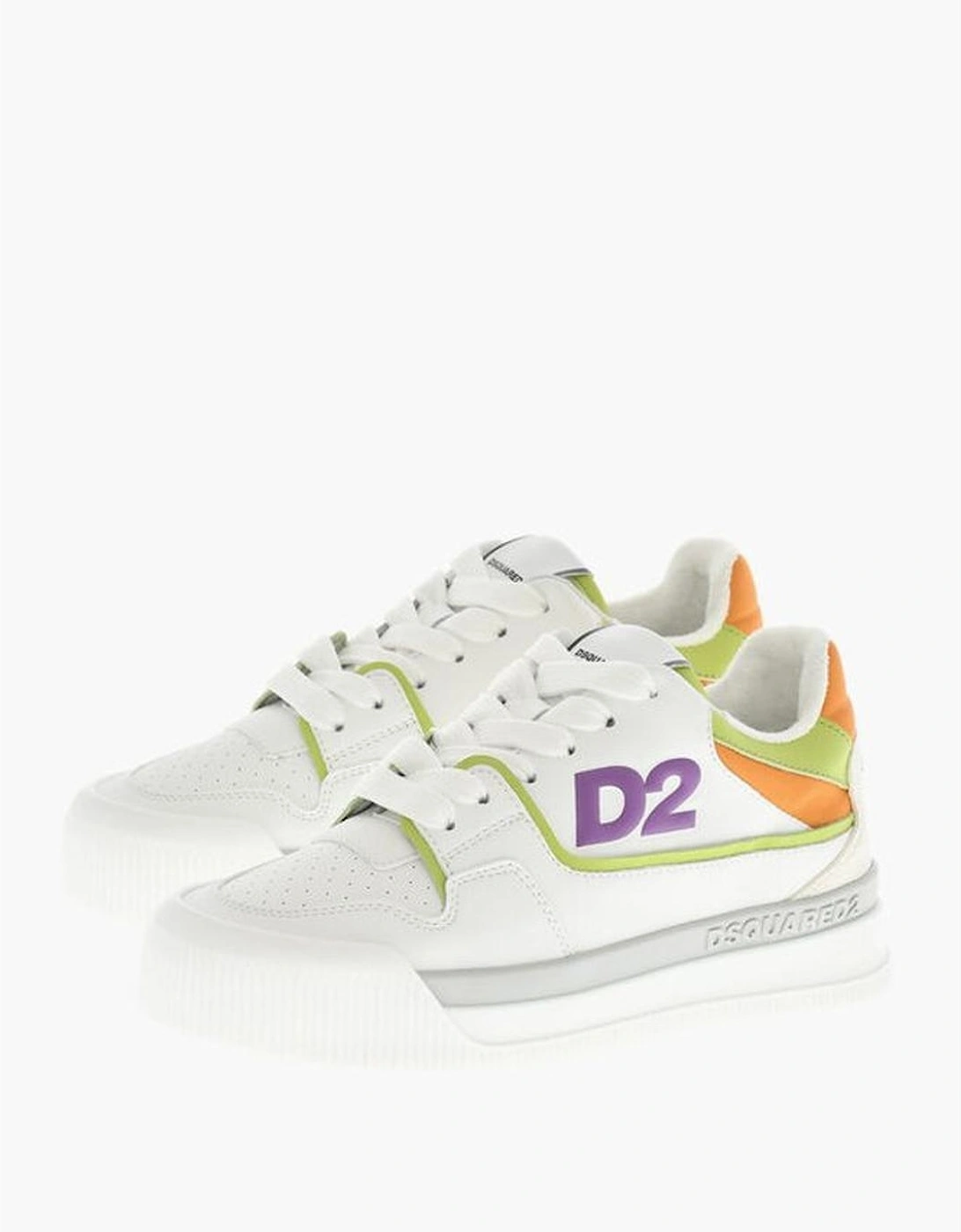 Lace-Up Leather Sneakers with Logo Women - White, 6 of 5