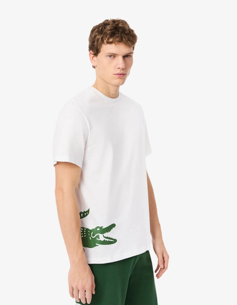 Big Croc Cotton Loungewear Print T-Shirt, White/Thyme