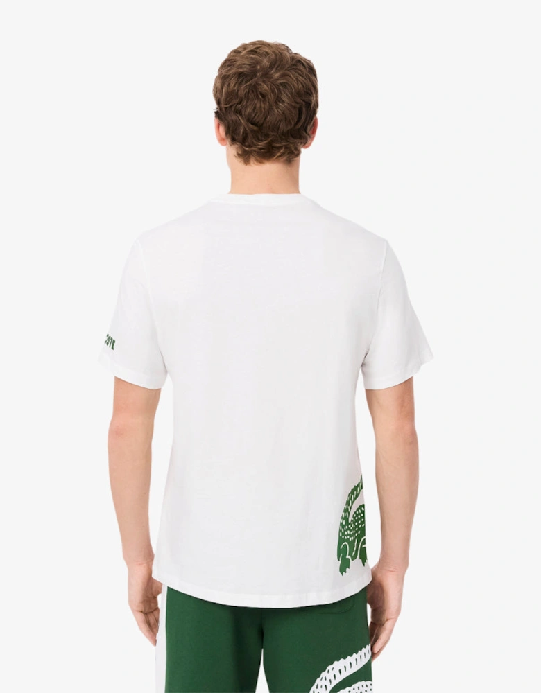Big Croc Cotton Loungewear Print T-Shirt, White/Thyme