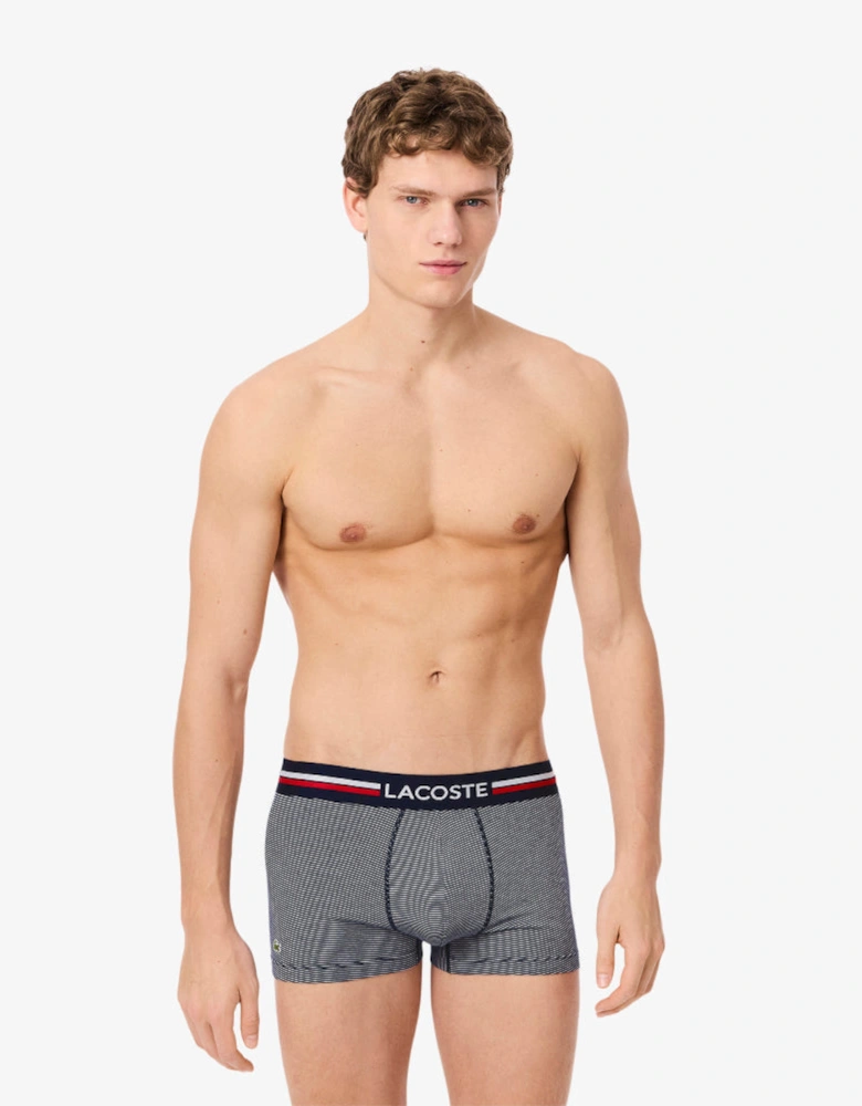 3-Pack Signature Waist Boxer Trunks, Navy Blue/White