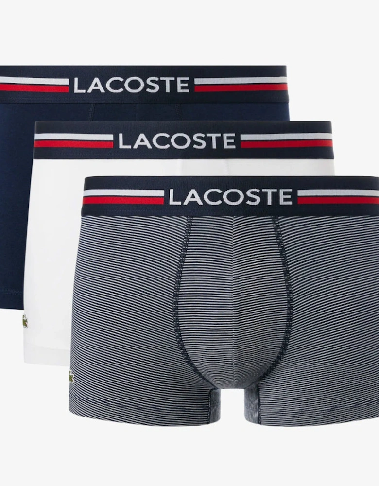 3-Pack Signature Waist Boxer Trunks, Navy Blue/White