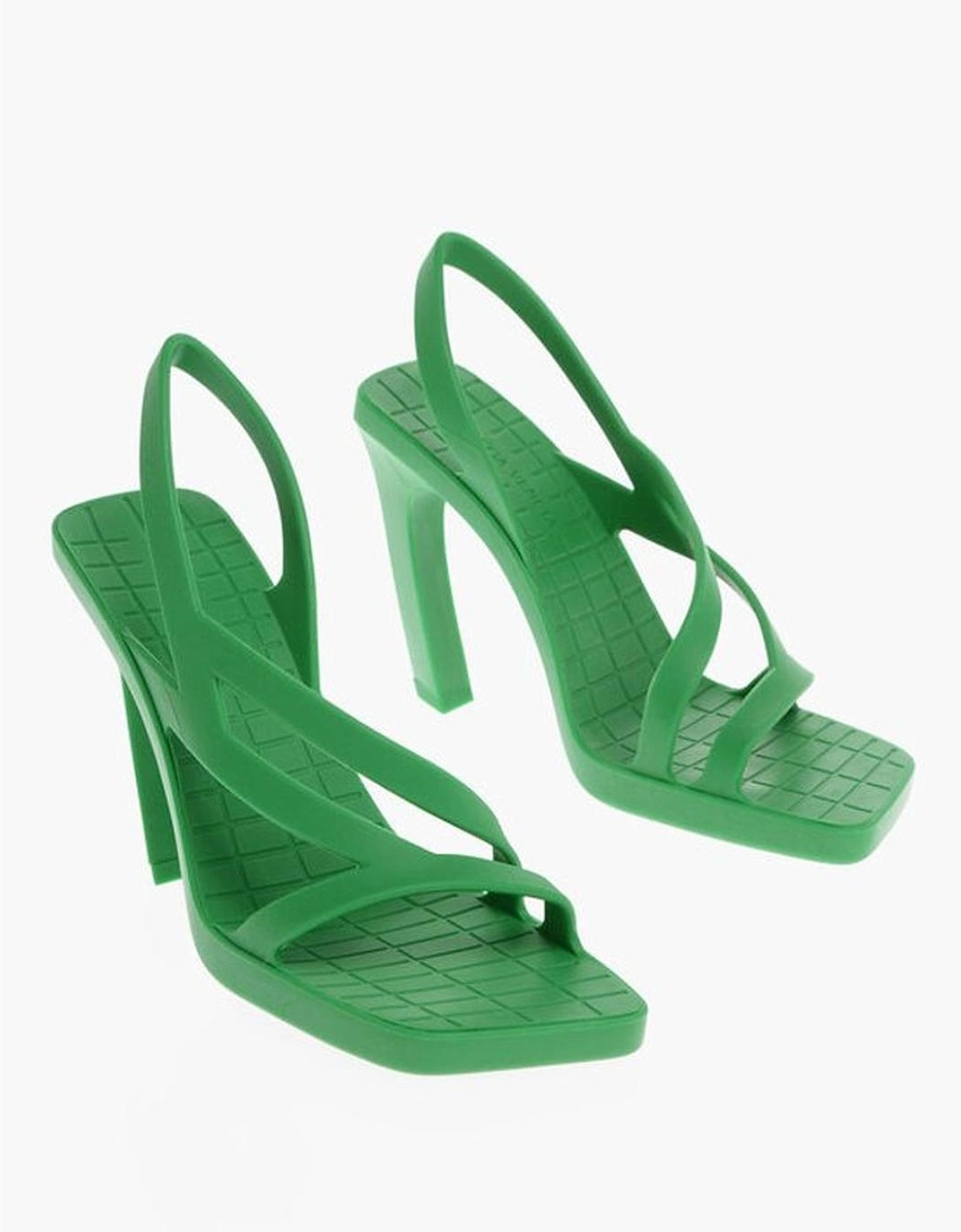Square Toe Slip-On Rubber Sole Heels Women - Green Sandals, 6 of 5