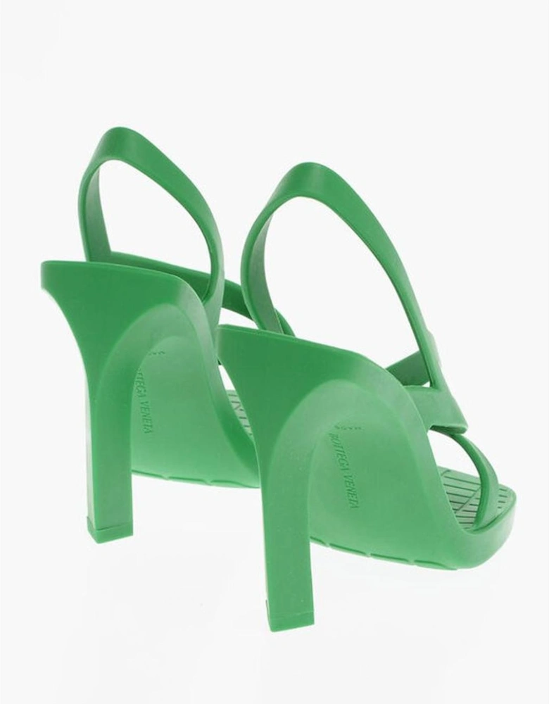 Square Toe Slip-On Rubber Sole Heels Women - Green Sandals