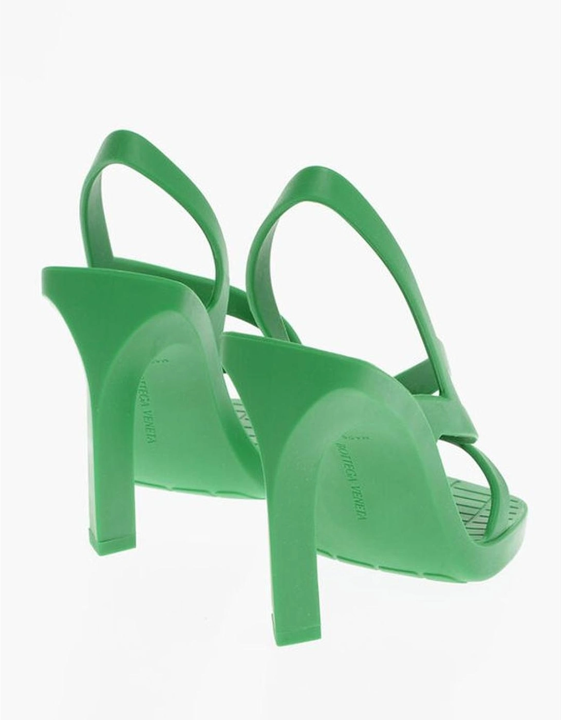 Square Toe Slip-On Rubber Sole Heels Women - Green Sandals