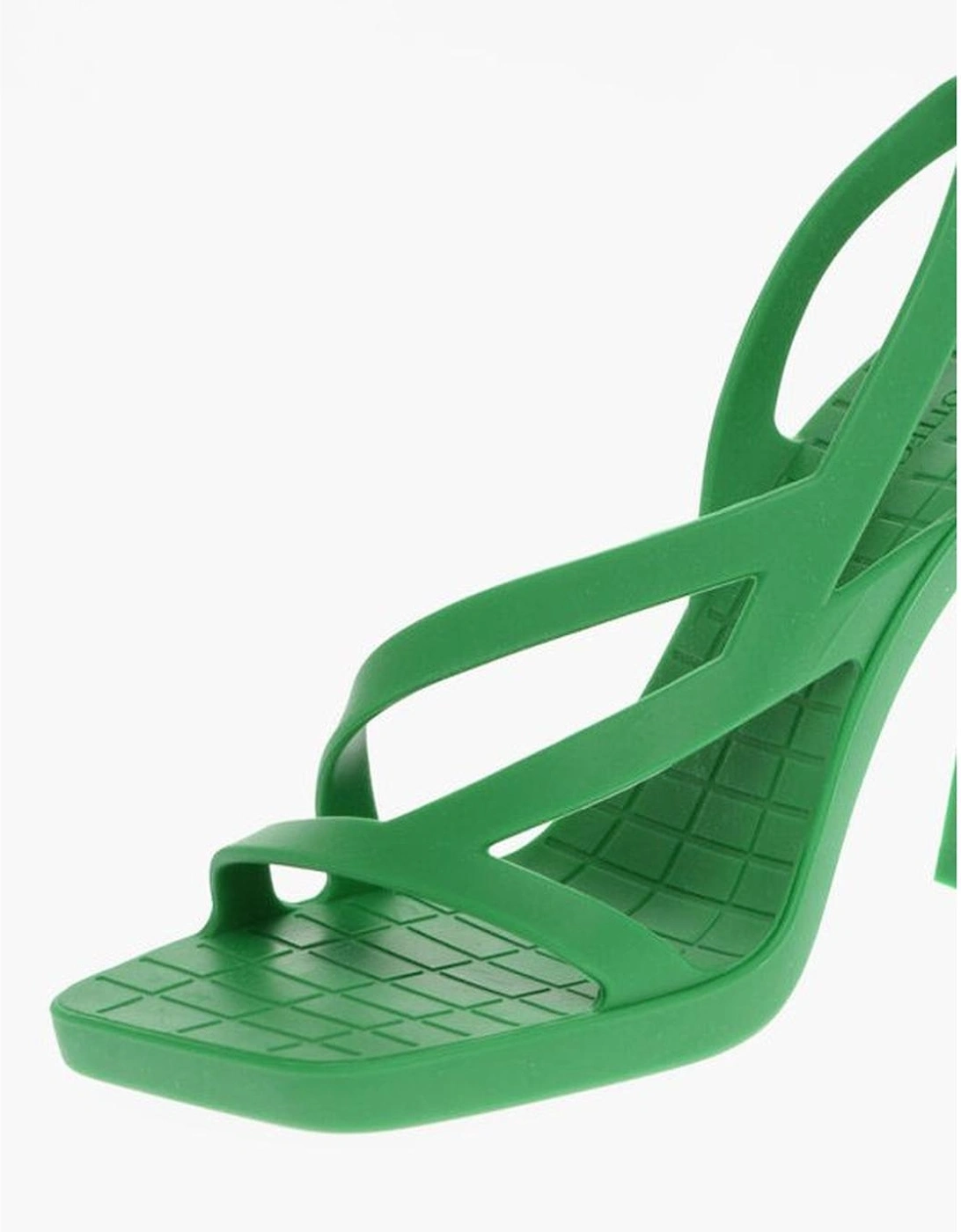Square Toe Slip-On Rubber Sole Heels Women - Green Sandals