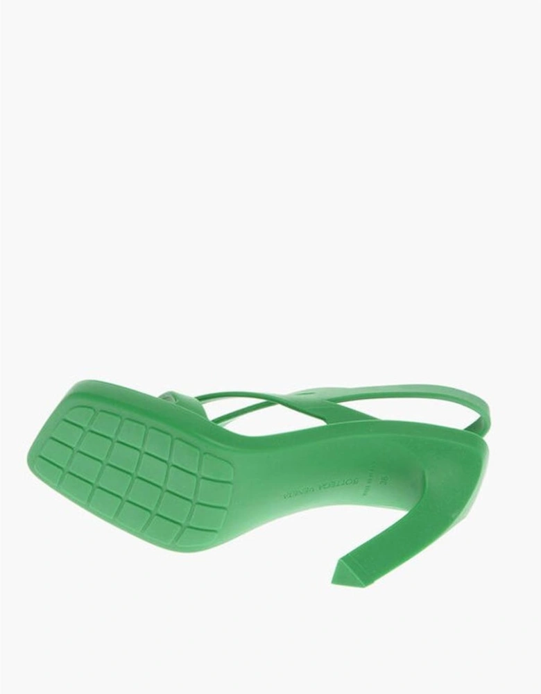 Square Toe Slip-On Rubber Sole Heels Women - Green Sandals
