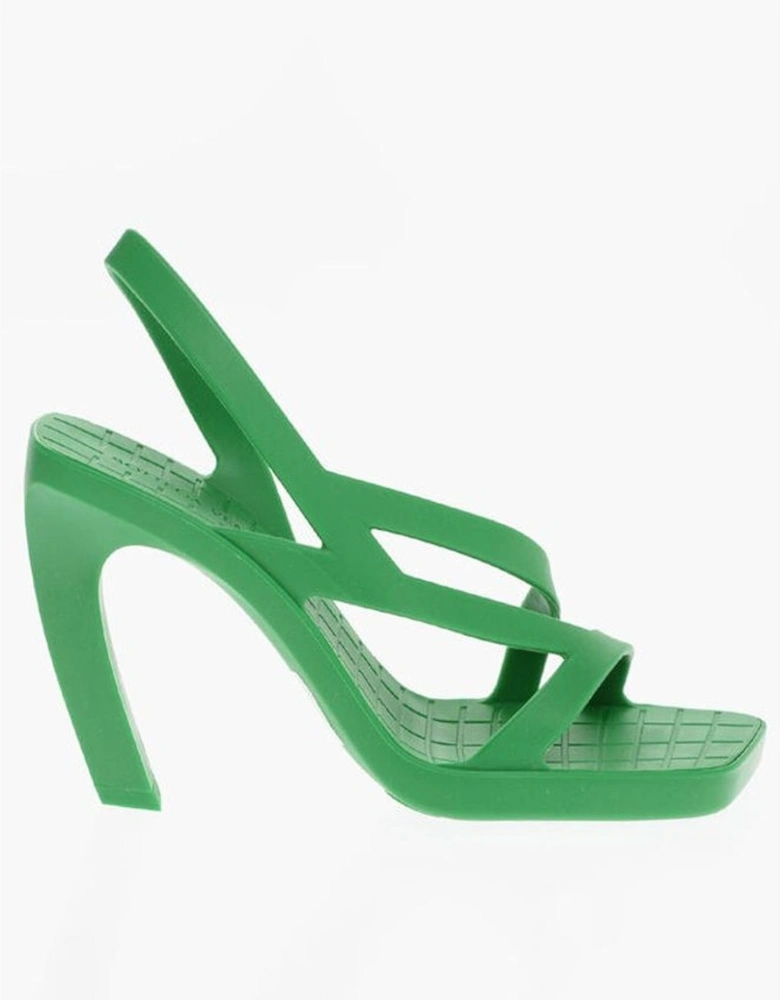 Square Toe Slip-On Rubber Sole Heels Women - Green Sandals