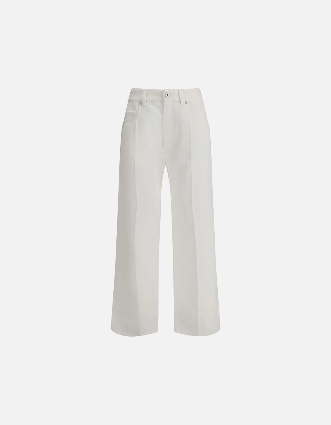 Straight-Leg Five-Pocket Jeans with Leather Patch Women - White Jeans, 4 of 3