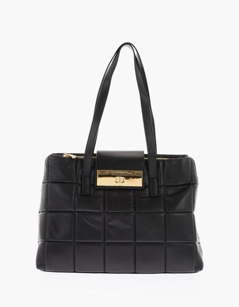 Handbag with Double Handle and Zip Closure Women - Black Tote Bags