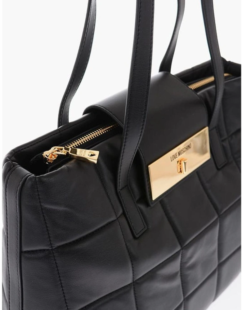 Handbag with Double Handle and Zip Closure Women - Black Tote Bags