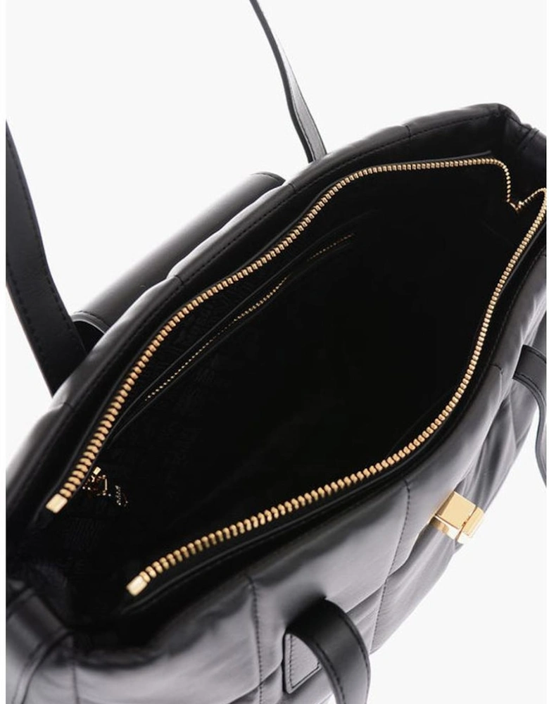 Handbag with Double Handle and Zip Closure Women - Black Tote Bags