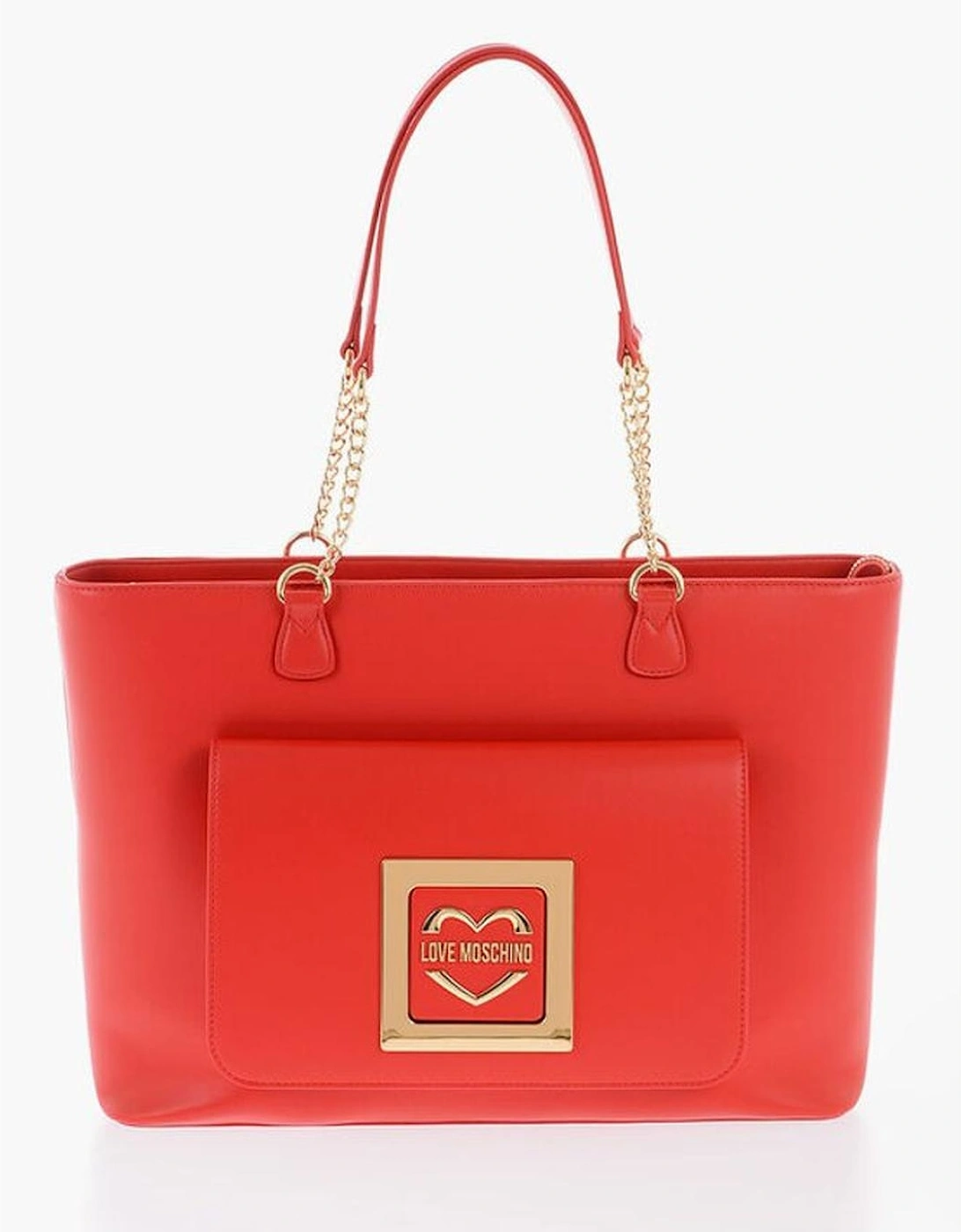 Metal Logo Shoulder Bag with Double Handle Women - Red, 5 of 4