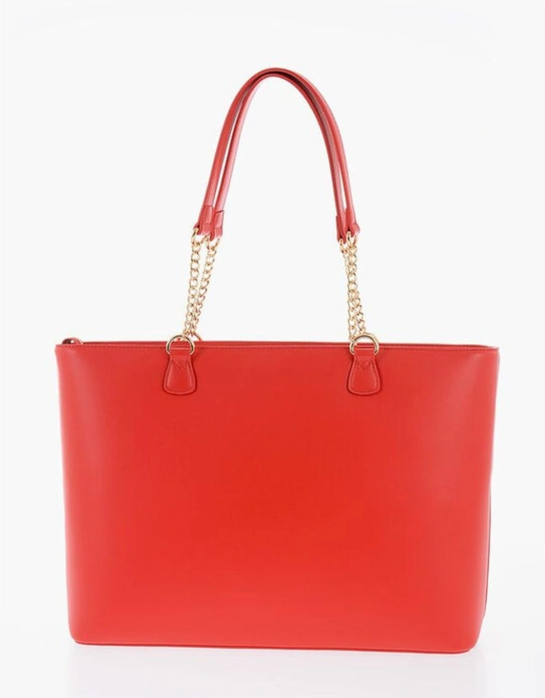 Metal Logo Shoulder Bag with Double Handle Women - Red