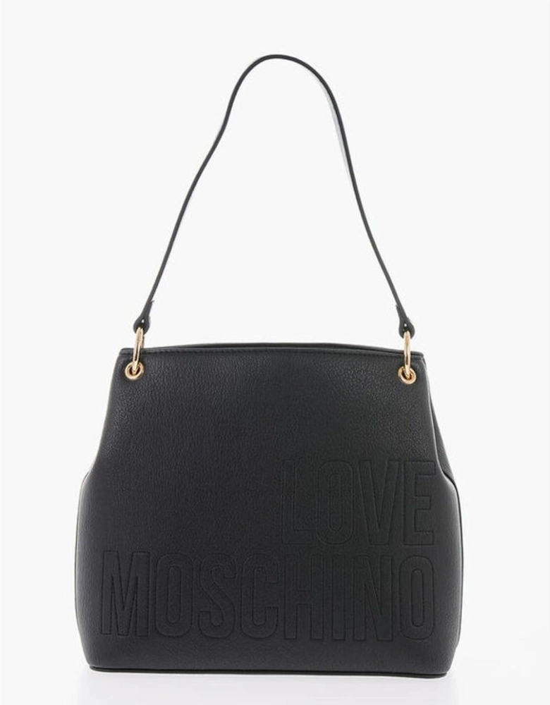 Eco-Leather Shoulder Bag with Zip Closure Women - Black
